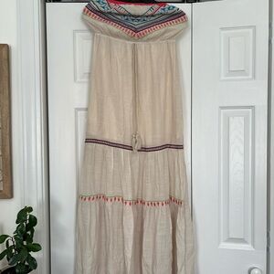 Flying Tomato Bohemian Cream Maxi Dress with Embroidered Details size S